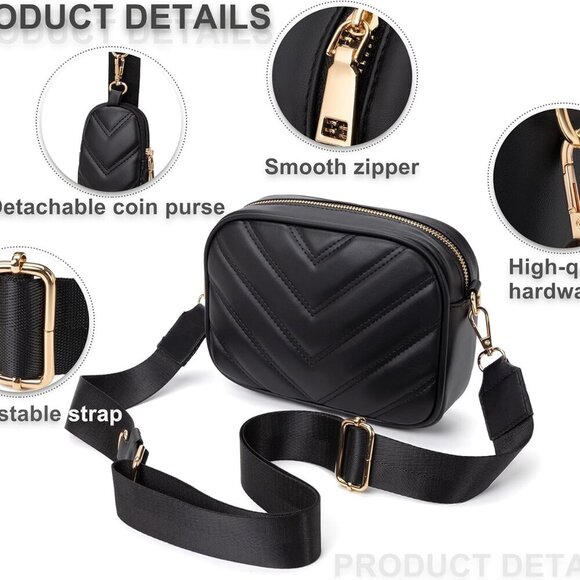 Small Quilted Crossbody Bags for Women Stylish Leather Purse Designer Handbag wi - Picture 5 of 7